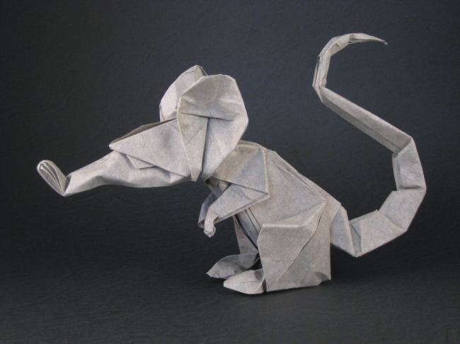 Origami Rat (French instructions) by Eric Joisel folded by Gilad Aharoni