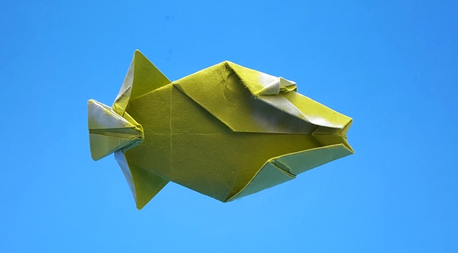 Origami Reef triggerfish by Michael G. LaFosse folded by Gilad Aharoni