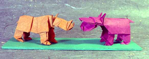 Origami Rhinoceros by Jun Maekawa folded by Gilad Aharoni