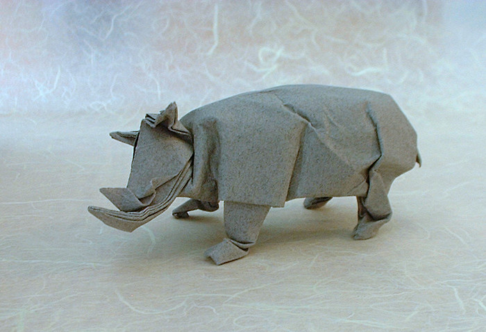 Origami Rhinoceros by David Brill folded by Gilad Aharoni