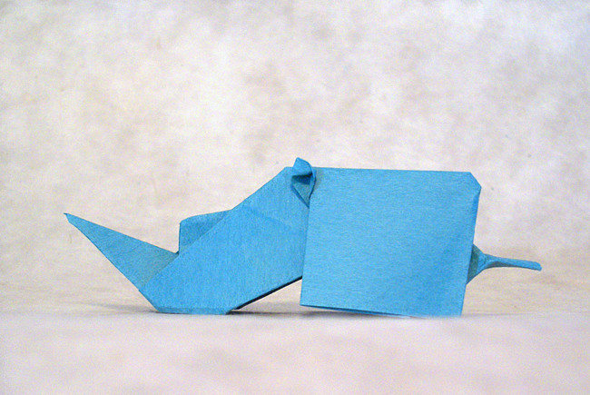 Origami Rhinoceros by Rikki Donachie folded by Gilad Aharoni