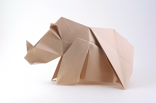 Origami Rhinoceros by Gen Hagiwara folded by Gilad Aharoni