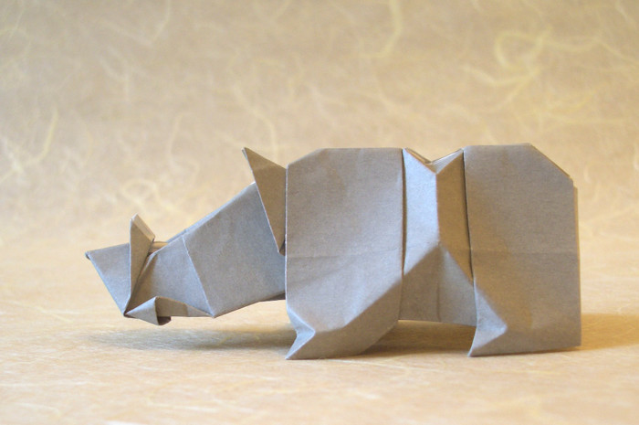 Origami Rhinoceros by Kunihiko Kasahara folded by Gilad Aharoni
