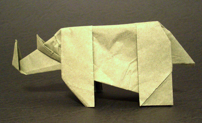 Origami Rhinoceros by Jason Ku folded by Gilad Aharoni