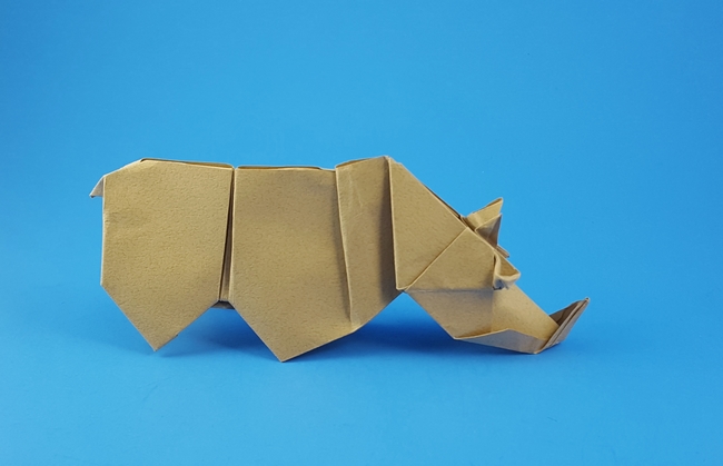 Origami Rhinoceros by Michael G. LaFosse folded by Gilad Aharoni