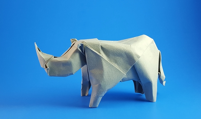 Origami Rhinoceros by Angel Morollon Guallar folded by Gilad Aharoni