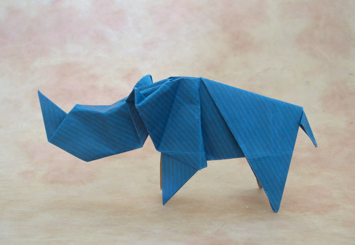 Origami Rhinoceros by Seiji Nishikawa folded by Gilad Aharoni