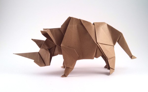 Origami Rhinoceros by Miyajima Noboru folded by Gilad Aharoni