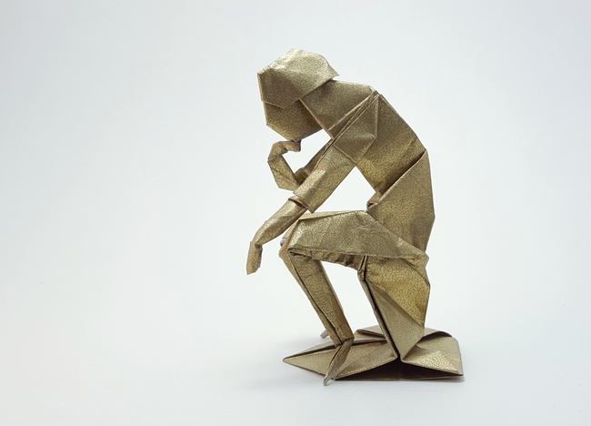 Origami Rodin's Thinker III by Neal Elias folded by Gilad Aharoni