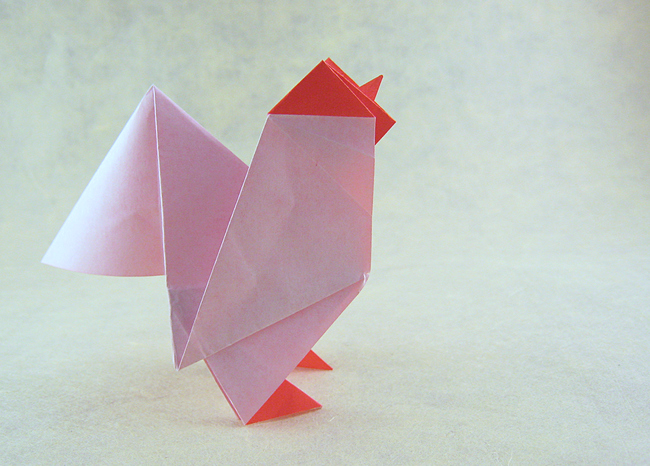 Origami Rooster by Roman Diaz folded by Gilad Aharoni
