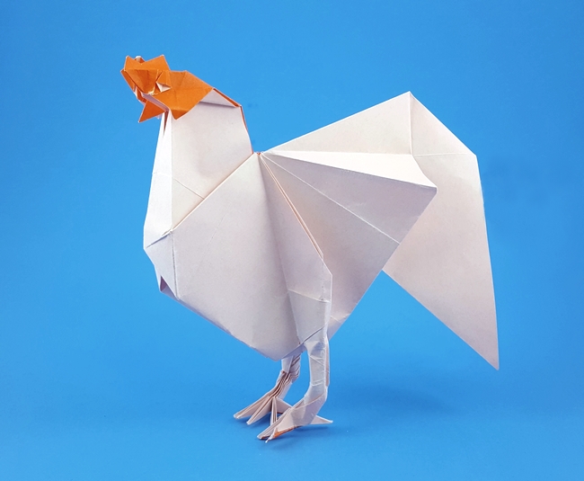 Origami Rooster by Yoo Tae Yong folded by Gilad Aharoni