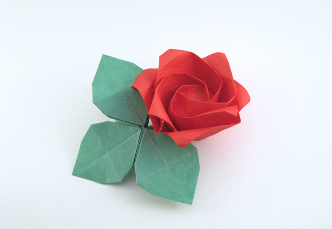 Origami Rose leaves by Toshikazu Kawasaki folded by Gilad Aharoni