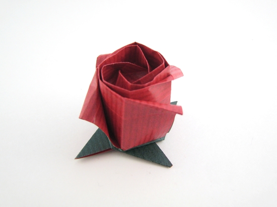 Origami Rose - bud by Toshikazu Kawasaki folded by Gilad Aharoni