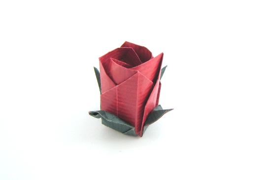Origami Rose - color changed leaves by Toshikazu Kawasaki folded by Gilad Aharoni