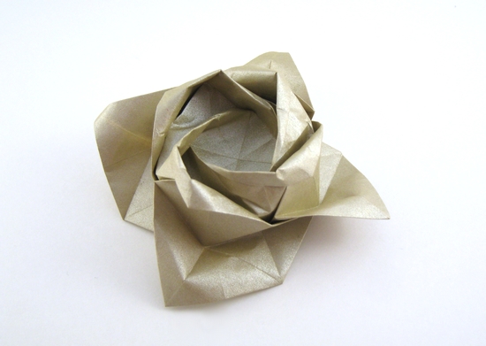Origami Rose - open petals by Toshikazu Kawasaki folded by Gilad Aharoni