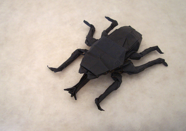 Origami Samurai helmet beetle by Yuval Atlas folded by Gilad Aharoni