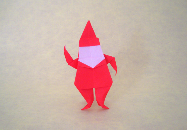 Origami Santa Claus by John Montroll folded by Gilad Aharoni