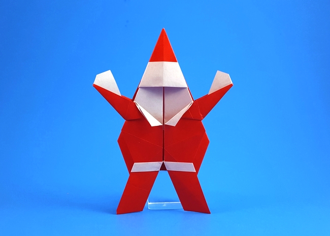 Origami Santa Claus by John Montroll folded by Gilad Aharoni