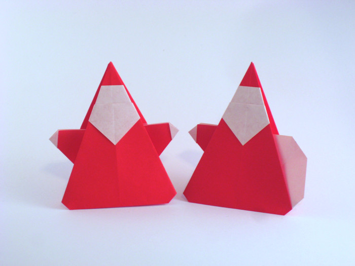 Origami Santa Claus and Santa with sack by Niwa Taiko folded by Gilad Aharoni