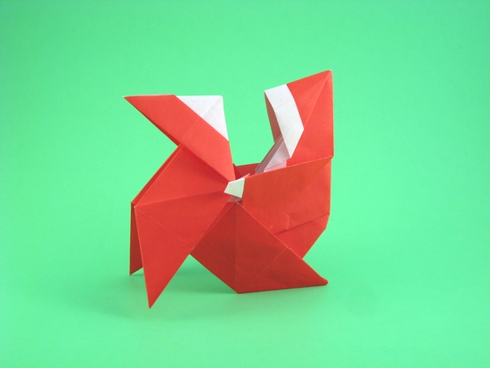 Origami Santa Claus on Pajarita by Luis Fernandez Perez folded by Gilad Aharoni