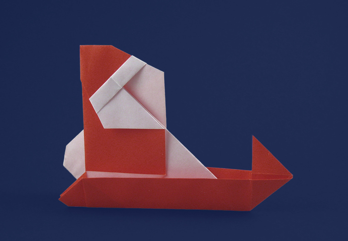 Origami Santa Claus and sleigh by Sanae Sakai folded by Gilad Aharoni