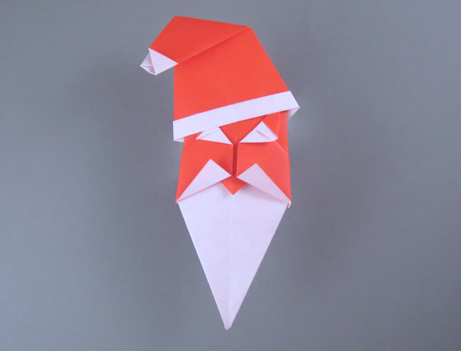 Origami Santa Claus head by John Smith folded by Gilad Aharoni