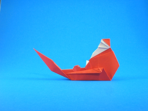 Origami Santa Claus on a sleigh by Martin Wall folded by Gilad Aharoni