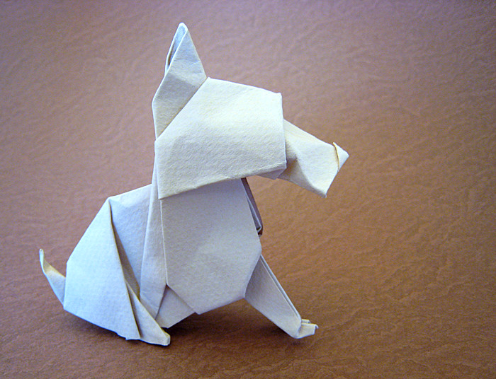 Origami Scottie dog - sitting by Neal Elias folded by Gilad Aharoni