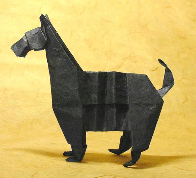 Origami Scottish terrier by John Montroll folded by Gilad Aharoni