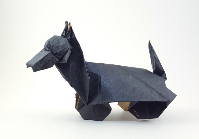 Origami Scottish terrier by John Montroll folded by Gilad Aharoni