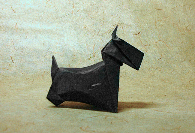Origami Scottish Terrier by Yasuhiro Sano folded by Gilad Aharoni