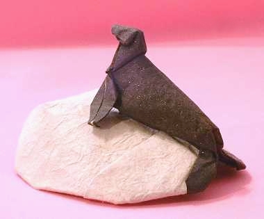 Origami Seal on a rock by Martin Wall folded by Gilad Aharoni