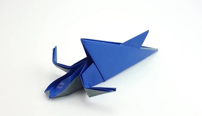 Origami Shark eating person - Time for lunch by Nick Robinson folded by Gilad Aharoni