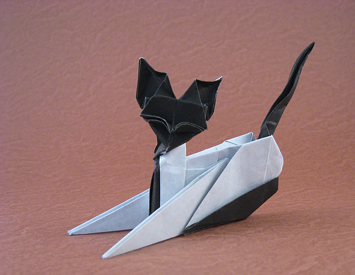 Origami Siamese cat by Seo Won Seon and Lee In Kyung (Red and White Paper) folded by Gilad Aharoni