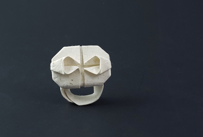 Origami Skull ring by Kunihiko Kasahara folded by Gilad Aharoni