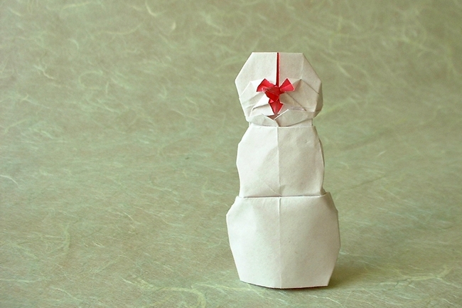 Origami Snowman by John Montroll folded by Gilad Aharoni