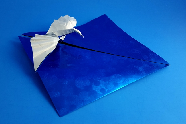 Origami Splash! - Swan taking flight by Satoshi Kamiya folded by Gilad Aharoni