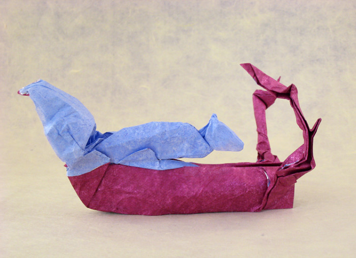 Origami Squirrel on a log by Patricia Crawford folded by Gilad Aharoni