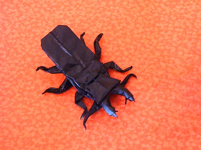 Origami Stag beetle by Robert J. Lang folded by Gilad Aharoni