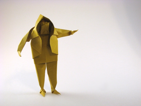 Origami Standing man by Saadya Sternberg folded by Gilad Aharoni