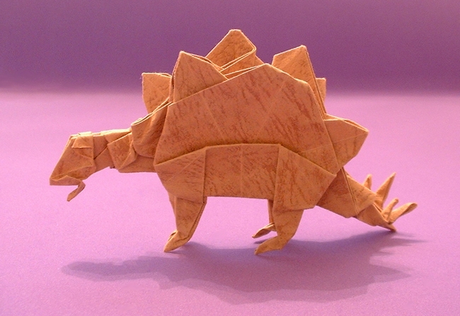 Origami Stegosaurus by John Montroll folded by Gilad Aharoni