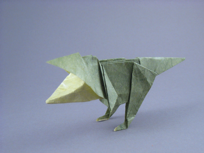 Origami Tyrannosaurus baby by Issei Yoshino folded by Gilad Aharoni