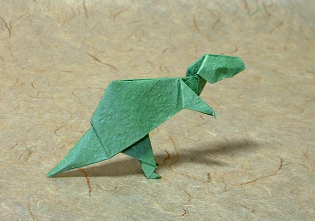 Origami Tyrannosaurus by John Montroll folded by Gilad Aharoni
