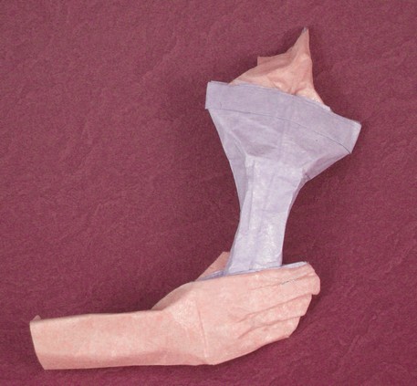Origami Hand with Olympic torch by Martin Wall folded by Gilad Aharoni
