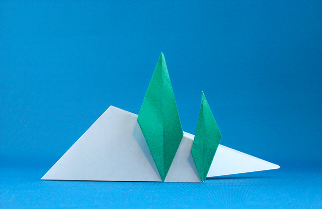 Origami Trees on a hillside by Eric Kenneway folded by Gilad Aharoni