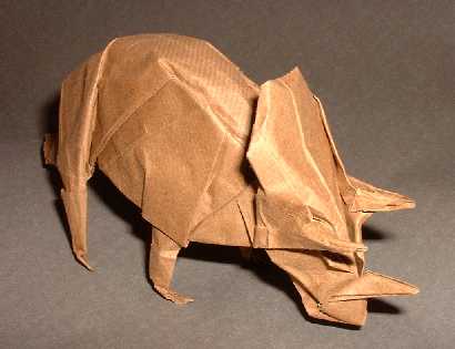 Origami Triceratops by Gabriel Alvarez Casanovas folded by Gilad Aharoni