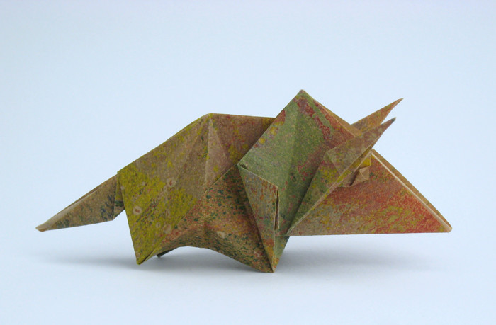 Origami Triceratops by Kunihiko Kasahara folded by Gilad Aharoni