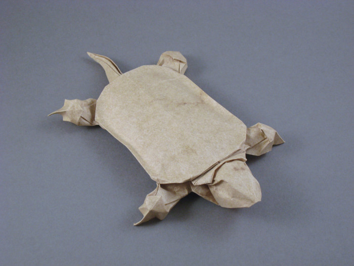 Origami Pond turtle by Michael G. LaFosse folded by Gilad Aharoni