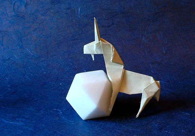 Origami Unicorn by John Montroll folded by Gilad Aharoni