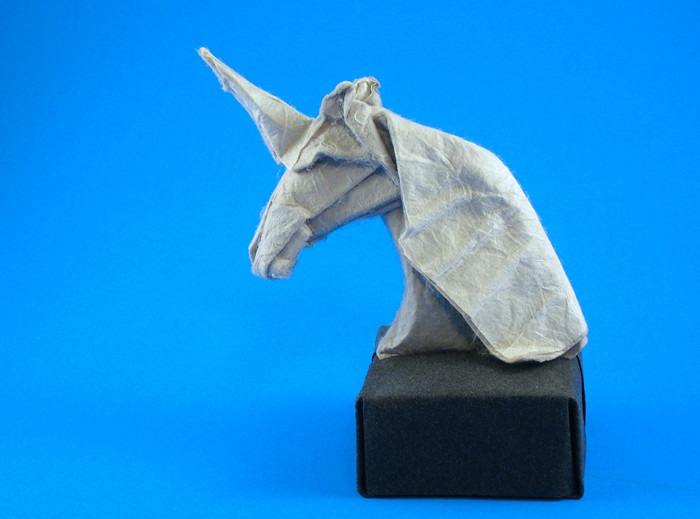 Origami Unicorn bust by Eileen Tan folded by Gilad Aharoni